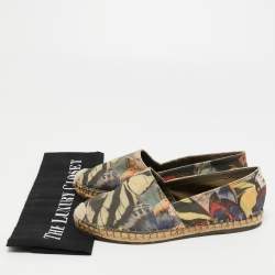Pre Owned Valentino Multicolor Butterfly Print Canvas Espadrille Flats Size 35