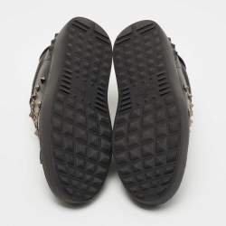 Pre Owned Valentino Black Leather Rockstud Untitled Sneakers Size 39
