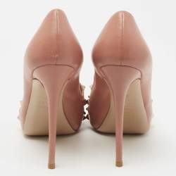 Pre Owned Valentino Dusty Pink Leather and Net Rockstud Peep Toe Pumps Size 36.5