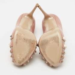 Pre Owned Valentino Dusty Pink Leather and Net Rockstud Peep Toe Pumps Size 36.5