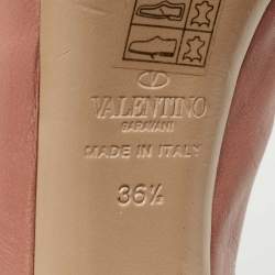 Pre Owned Valentino Dusty Pink Leather and Net Rockstud Peep Toe Pumps Size 36.5