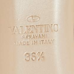 Pre Owned Valentino Burgundy Leather Rockstud Cutout Pointed Toe Ankle Boots Size 36.5