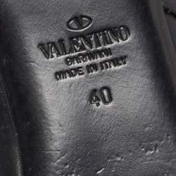 Pre Owned Valentino Black Leather Roman Stud Mules Size 40