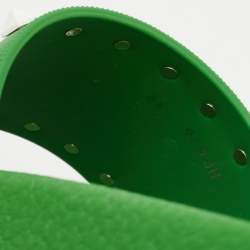 Pre Owned Valentino Green Rubber Rockstud Flat Slides Size 39