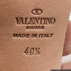 مملوكة مسبقًا Valentino Pink Velvet Ankle Wrap Block Heel Sandals Size 40.5