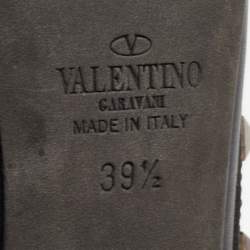 Pre Owned Valentino Black Leather Rockstud Ankle Strap Pumps Size 39.5