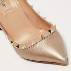 Pre Owned Valentino Metallic Bronze Leather Rockstud Pumps Size 39