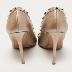 Pre Owned Valentino Metallic Bronze Leather Rockstud Pumps Size 39