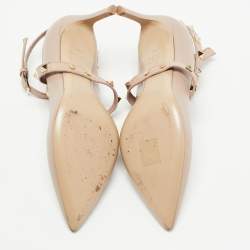 Pre Owned Valentino Dusty Pink Leather Rockstud Ankle Wrap Pointed Toe Pumps Size 37.5