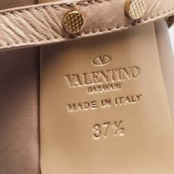 Pre Owned Valentino Dusty Pink Leather Rockstud Ankle Wrap Pointed Toe Pumps Size 37.5