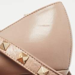 Pre Owned Valentino Dusty Pink Leather Rockstud Ankle Wrap Pointed Toe Pumps Size 37.5