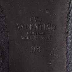 Pre Owned Valentino Black Leather Rolling Rockstud Ankle Strap Pumps Size 38