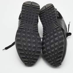 Pre Owned Valentino Black Camouflage Leather and Suede Rockstud Low Top Sneakers Size 38