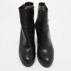 Pre Owned Valentino Black Leather Ankle Boots Size 40