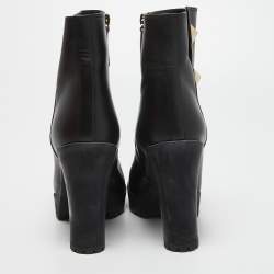 Pre Owned Valentino Black Leather Ankle Boots Size 40