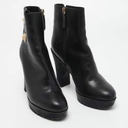 Pre Owned Valentino Black Leather Ankle Boots Size 40