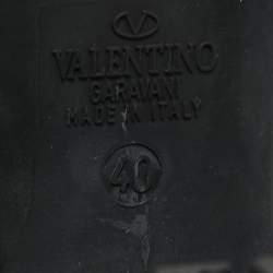 Pre Owned Valentino Black Leather Ankle Boots Size 40