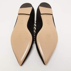 Pre Owned Valentino Black Suede Rockstud Ballet Flats Size 38.5
