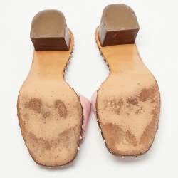 Pre Owned Valentino Pink Leather Rockstud Slide Sandals Size 39