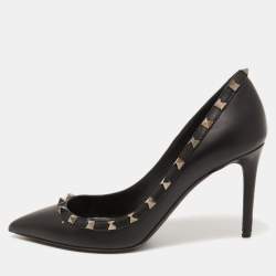 Valentino Black Leather Rockstud Pumps Size 39.5