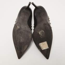 Pre Owned Valentino Black Leather Rockstud Pumps Size 39.5