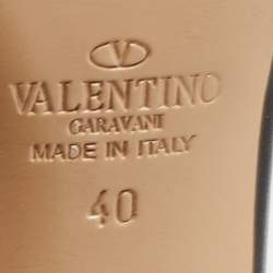 Pre Owned Valentino Black Leather Rockstud  Ankle Strap Pumps Size 40