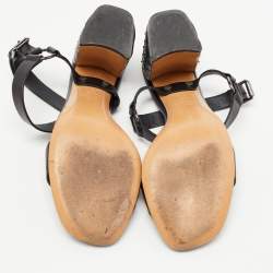 Valentino Black Leather Studded Heel Ankle Strap Sandals Size 37