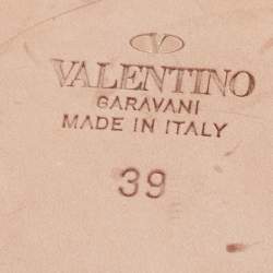 Pre Owned Valentino Black Leather Rockstud Ankle Tie Flat Sandals Size 39