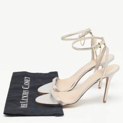 Pre Owned Valentino Metallic Leather Ankle Strap Sandals Size 41