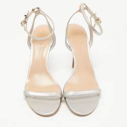 Pre Owned Valentino Metallic Leather Ankle Strap Sandals Size 41