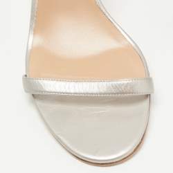 Pre Owned Valentino Metallic Leather Ankle Strap Sandals Size 41