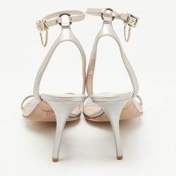 Pre Owned Valentino Metallic Leather Ankle Strap Sandals Size 41