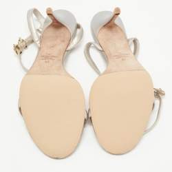 Pre Owned Valentino Metallic Leather Ankle Strap Sandals Size 41