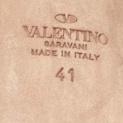 Pre Owned Valentino Metallic Leather Ankle Strap Sandals Size 41