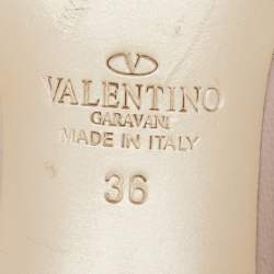 Pre Owned Valentino Purple/Beige Leather Rockstud Pumps Size 36