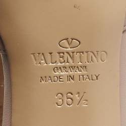 Pre Owned Valentino Black/Beige Patent and Leather Rockstud Pumps Size 36.5