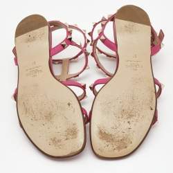 Pre Owned Valentino Pink Leather Rockstud Flats Size 36