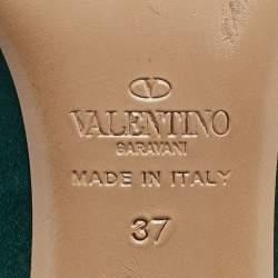 Pre Owned Valentino Green Satin Bow Peep Toe Platform Pumps Size 37