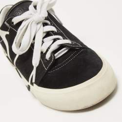 Pre Owned Valentino Black Suede and Canvas V Logo Low Top Sneakers Size 40