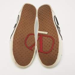 Pre Owned Valentino Black Suede and Canvas V Logo Low Top Sneakers Size 40