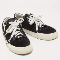 Pre Owned Valentino Black Suede and Canvas V Logo Low Top Sneakers Size 40