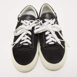 Pre Owned Valentino Black Suede and Canvas V Logo Low Top Sneakers Size 40