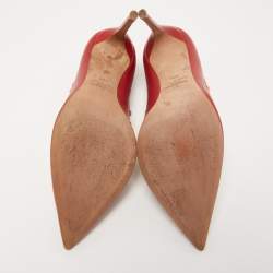 Pre Owned Valentino Red Leather Rockstud Pumps Size 40.5
