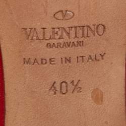 Pre Owned Valentino Red Leather Rockstud Pumps Size 40.5