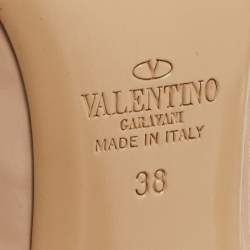 Pre Owned Valentino Beige Patent Leather Rockstud Caged Pumps Size 38