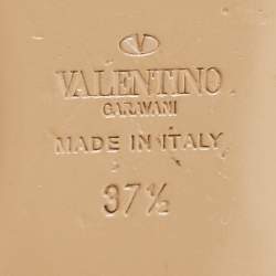 Pre Owned Valentino Dusty Pink Leather Rockstud Ankle Strap Ballet Flats Size 37.5