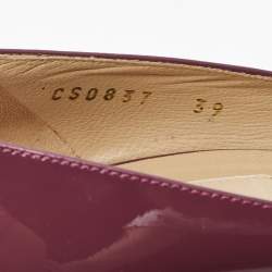 Pre Owned Valentino Purple Patent Leather Bow Peep Toe Platform Pumps Size 39