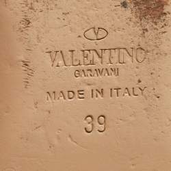 Pre Owned Valentino Orange Patent Leather Rockstud Ankle Strap Ballet Flats Size 39