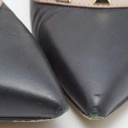 Pre Owned Valentino Black Leather Rockstud Ballet Flats Size 35