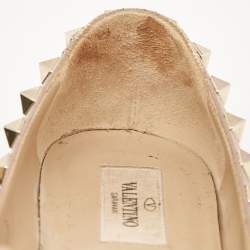 Pre Owned Valentino Black Leather Rockstud Ballet Flats Size 35